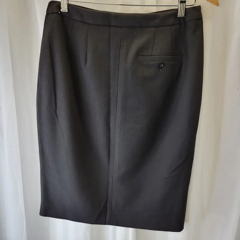 Liz Claiborne Sport Black Pencil Skirt with Front Zip and Vent, 8